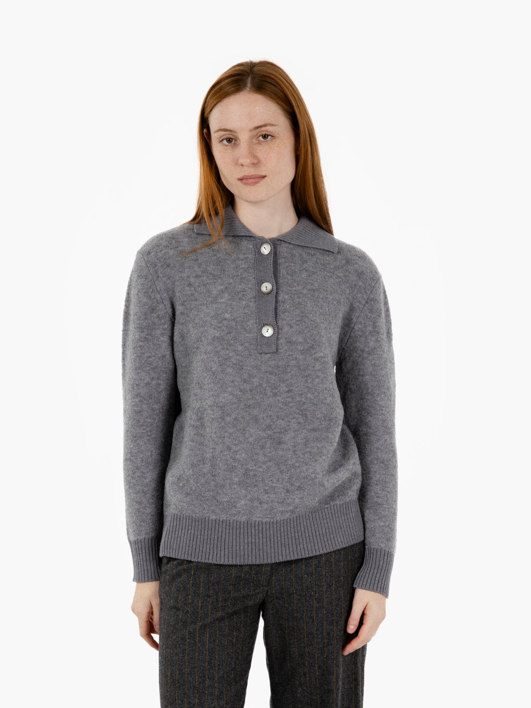 Gray polo neck sweater