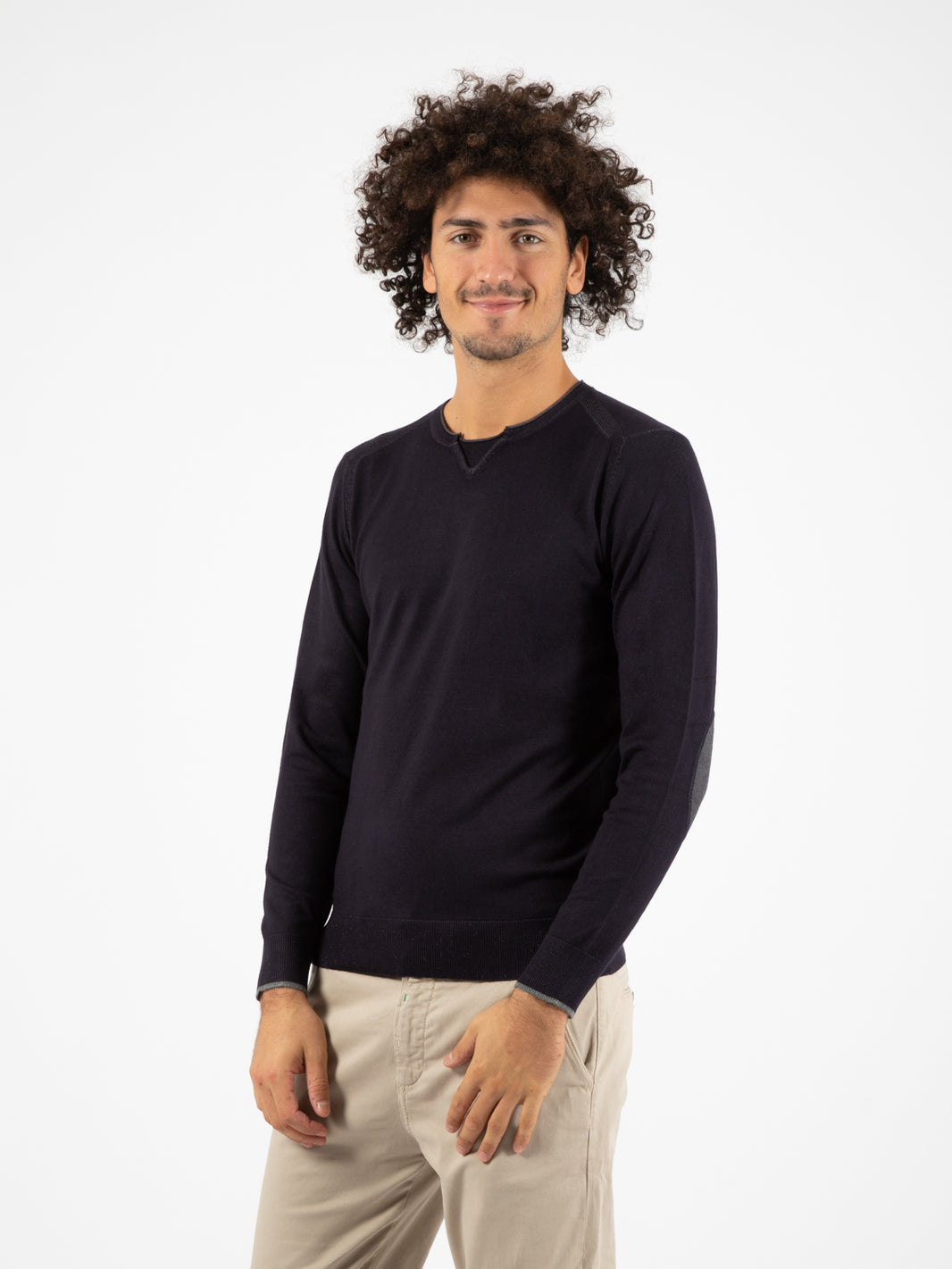 Maglione collo serafino navy