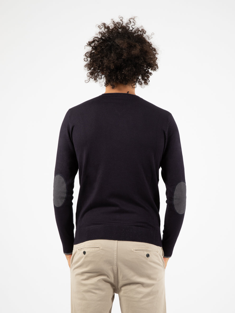 Maglione collo serafino navy
