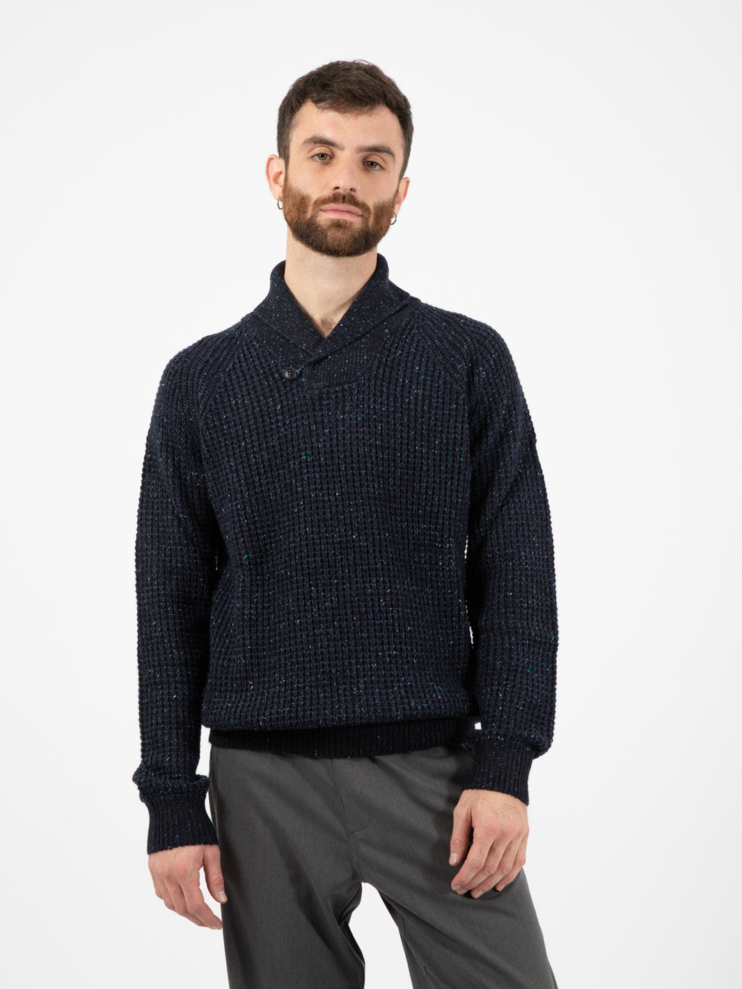 Navy Shawl Collar Sweater