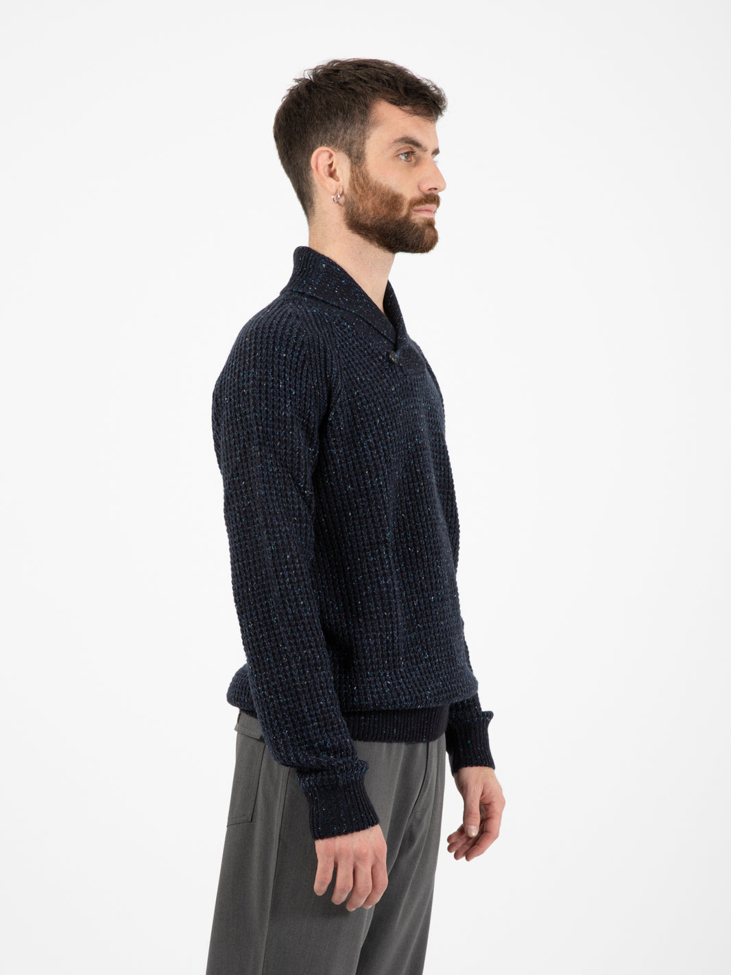Navy Shawl Collar Sweater