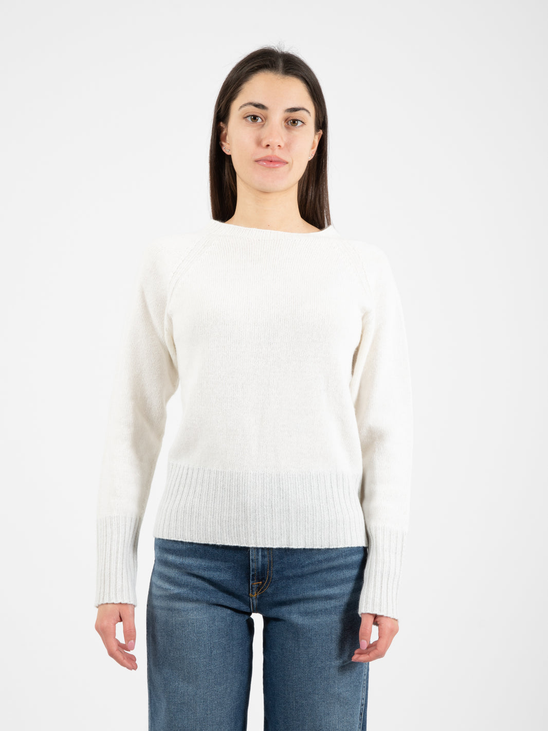 Sweater with lurex details white / grey
