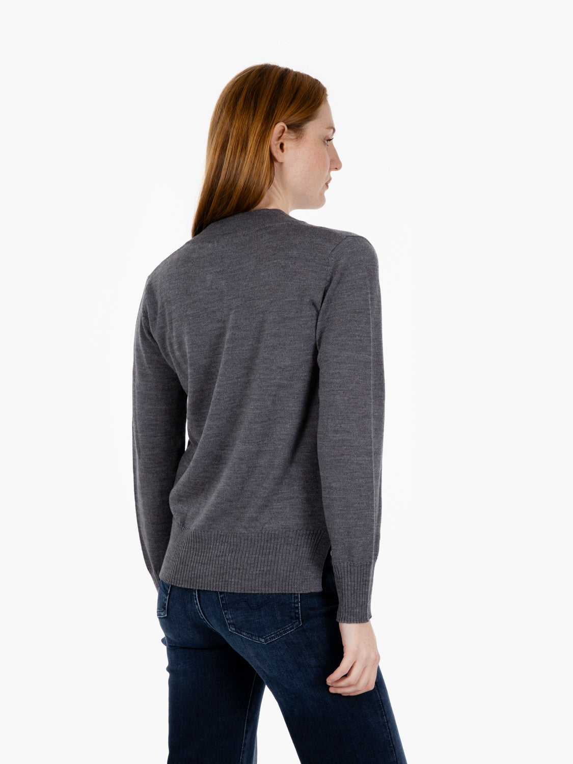 Maglione con dettaglio V grigio medio