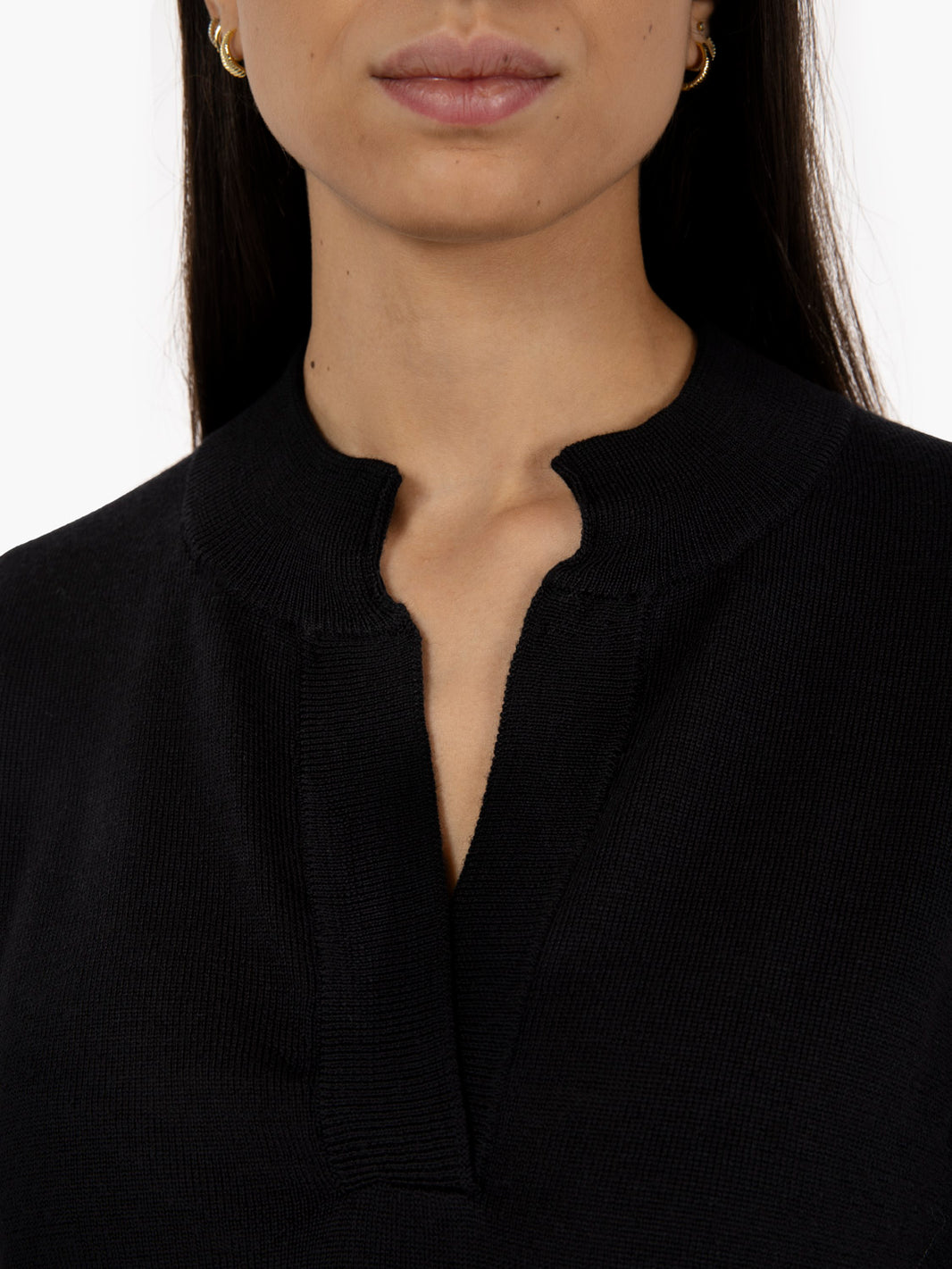 Black V-neck sweater