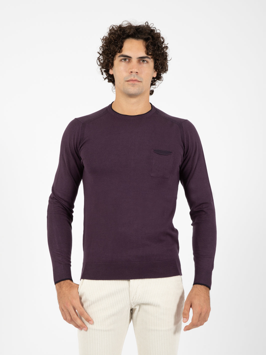 Maglione con patch fashion prugna