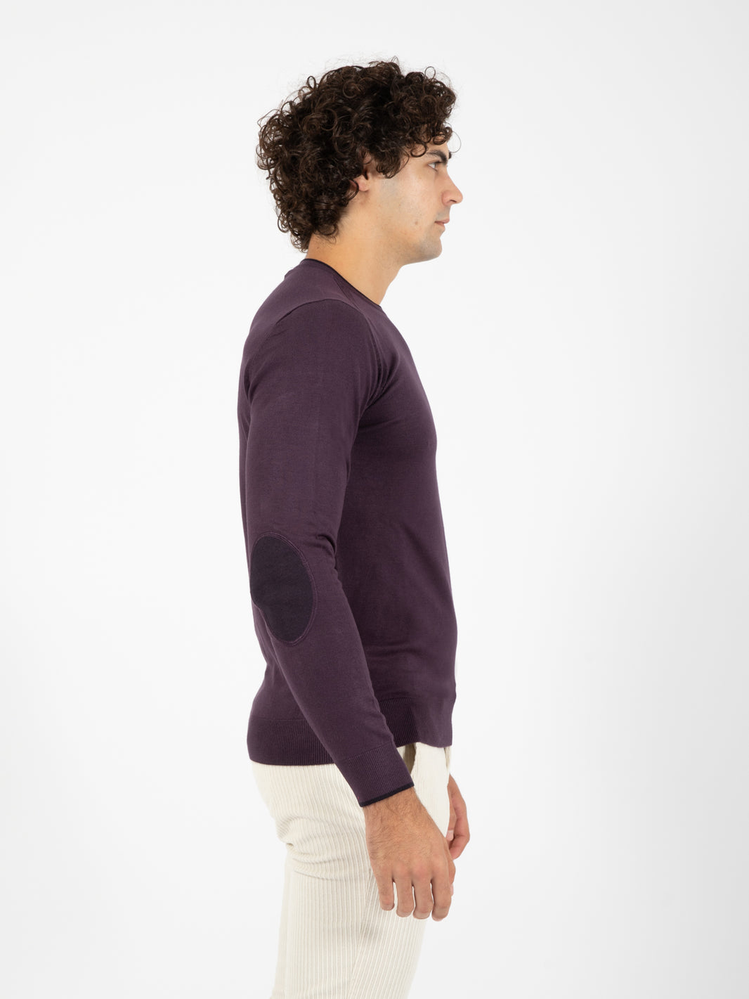 Maglione con patch fashion prugna