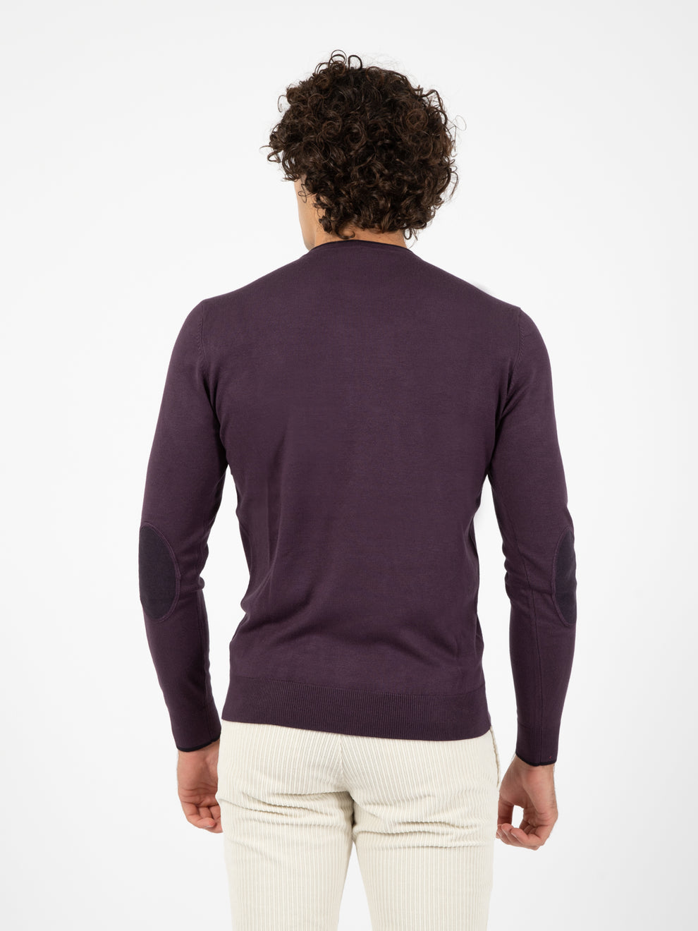 Maglione con patch fashion prugna