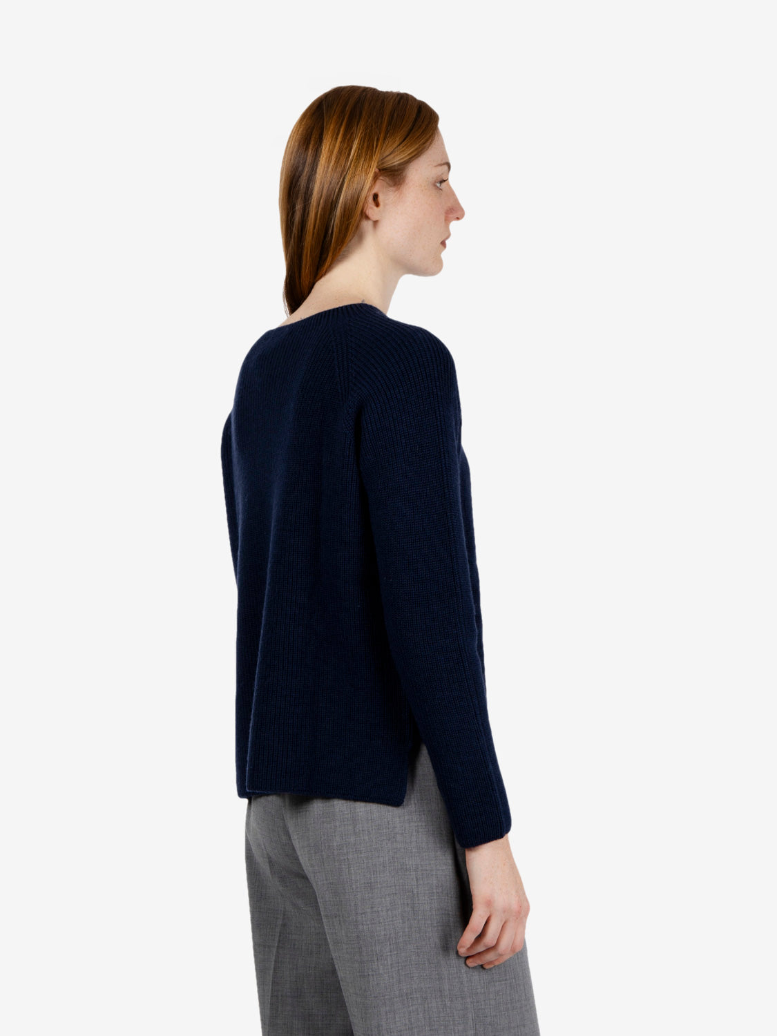 Navy blue boat neck sweater