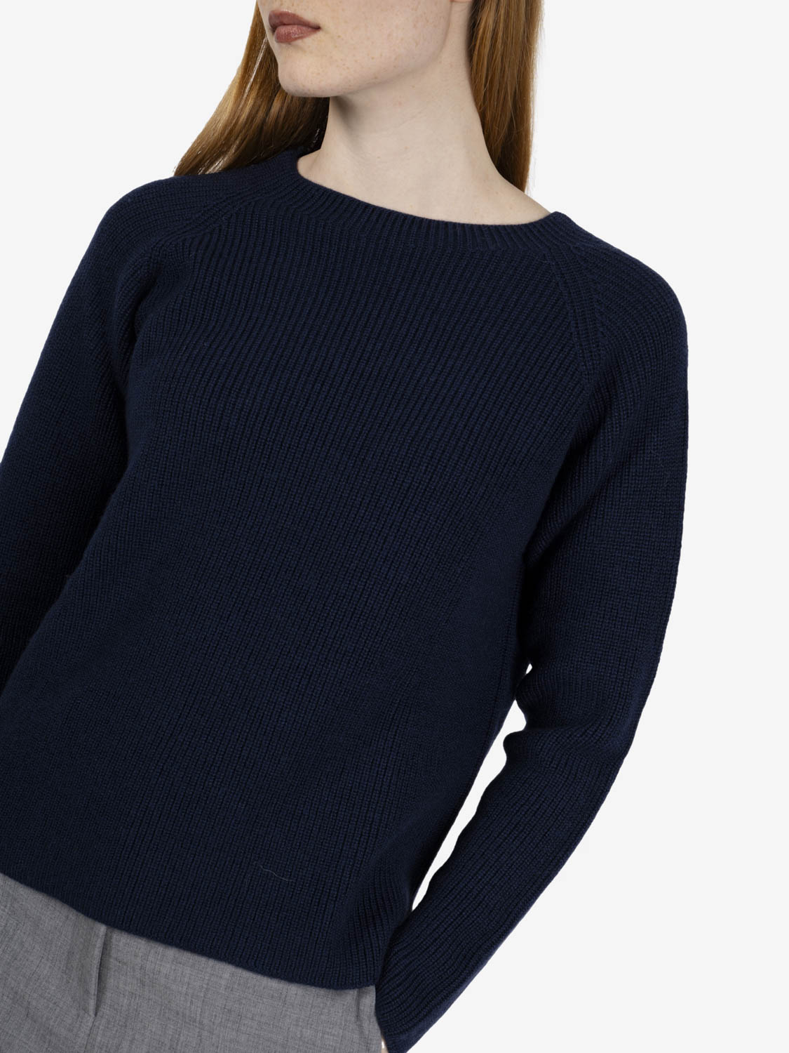 Navy blue boat neck sweater