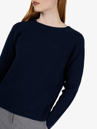 Navy blue boat neck sweater