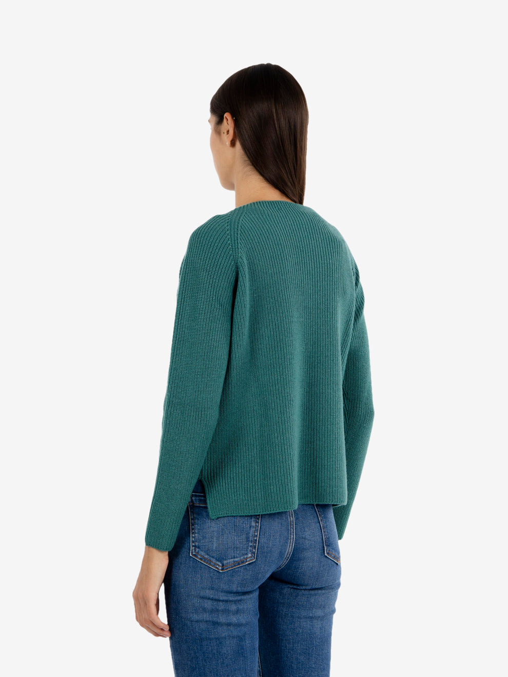 Maglione con scollo a barca verde bosco
