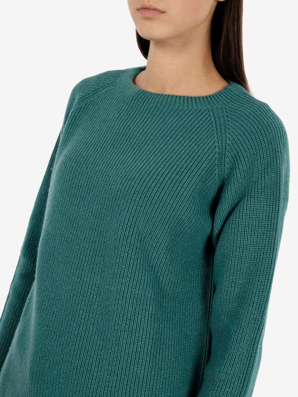 Maglione con scollo a barca verde bosco