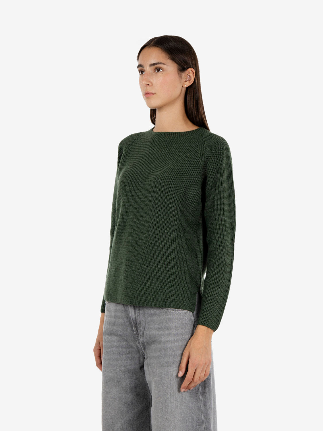 Maglione con scollo a barca verde militare