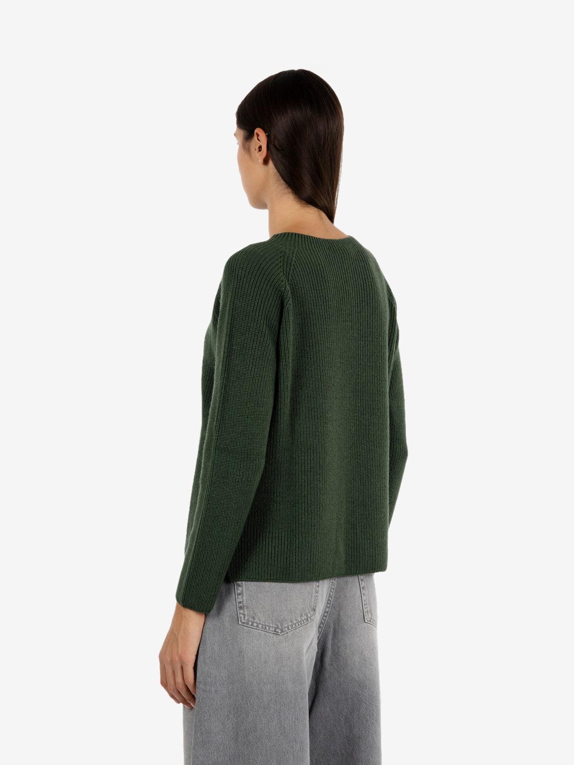 Maglione con scollo a barca verde militare