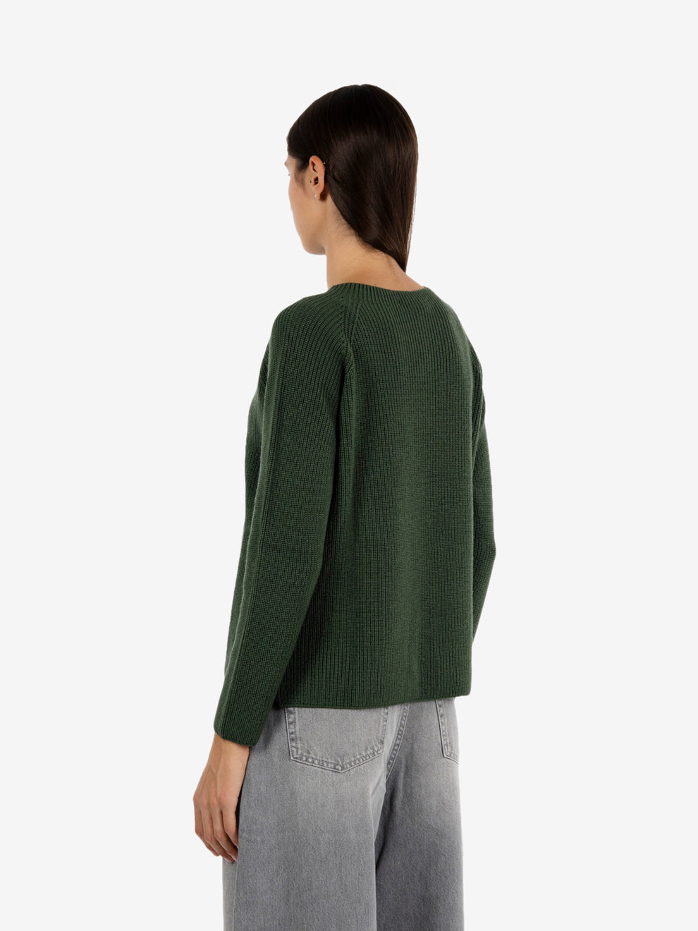 Maglione con scollo a barca verde militare