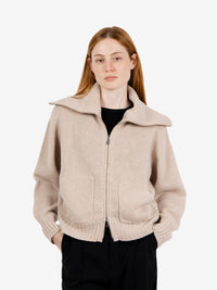 Maglione con zip a collo alto sabbia