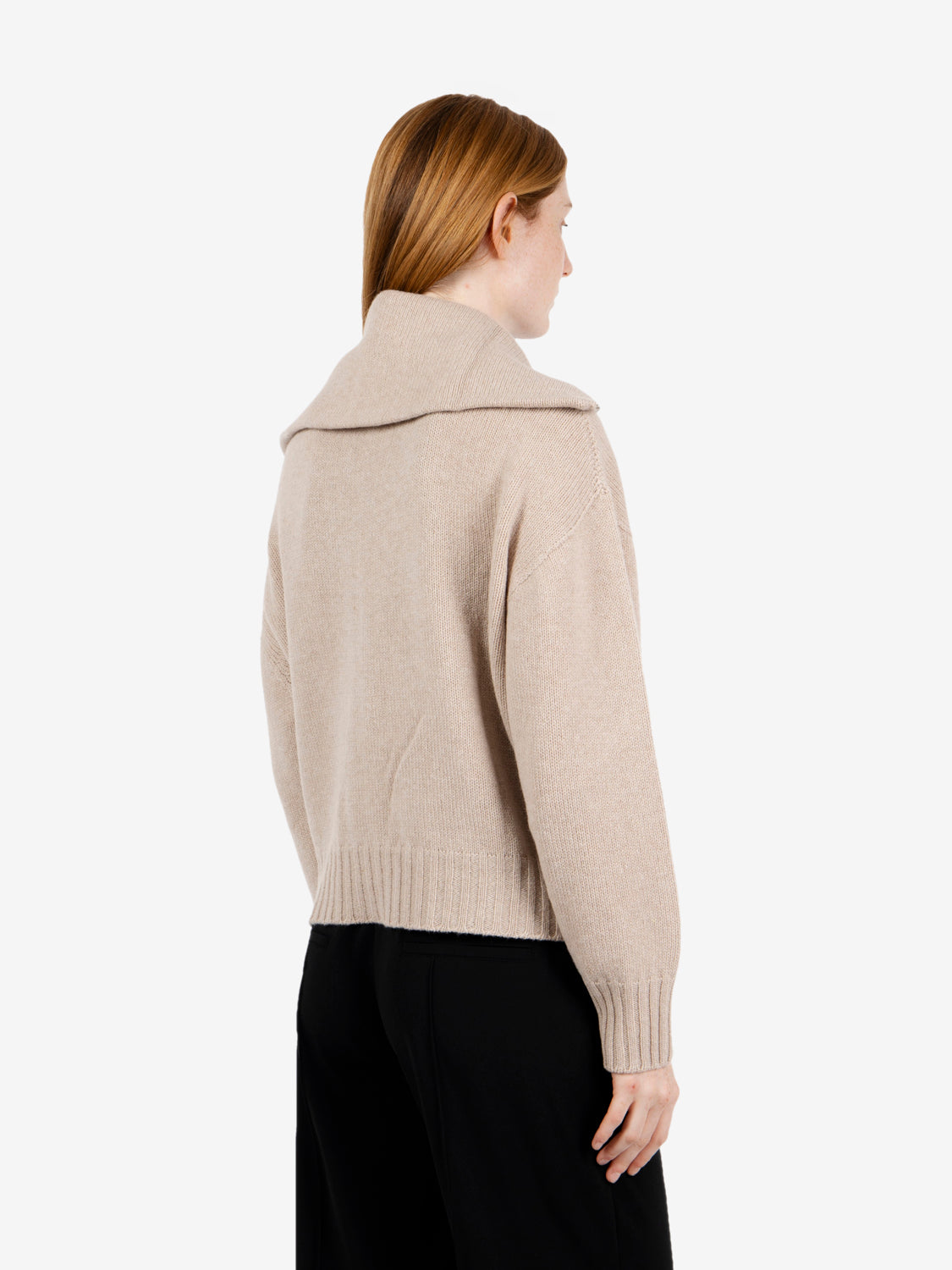 Maglione con zip a collo alto sabbia