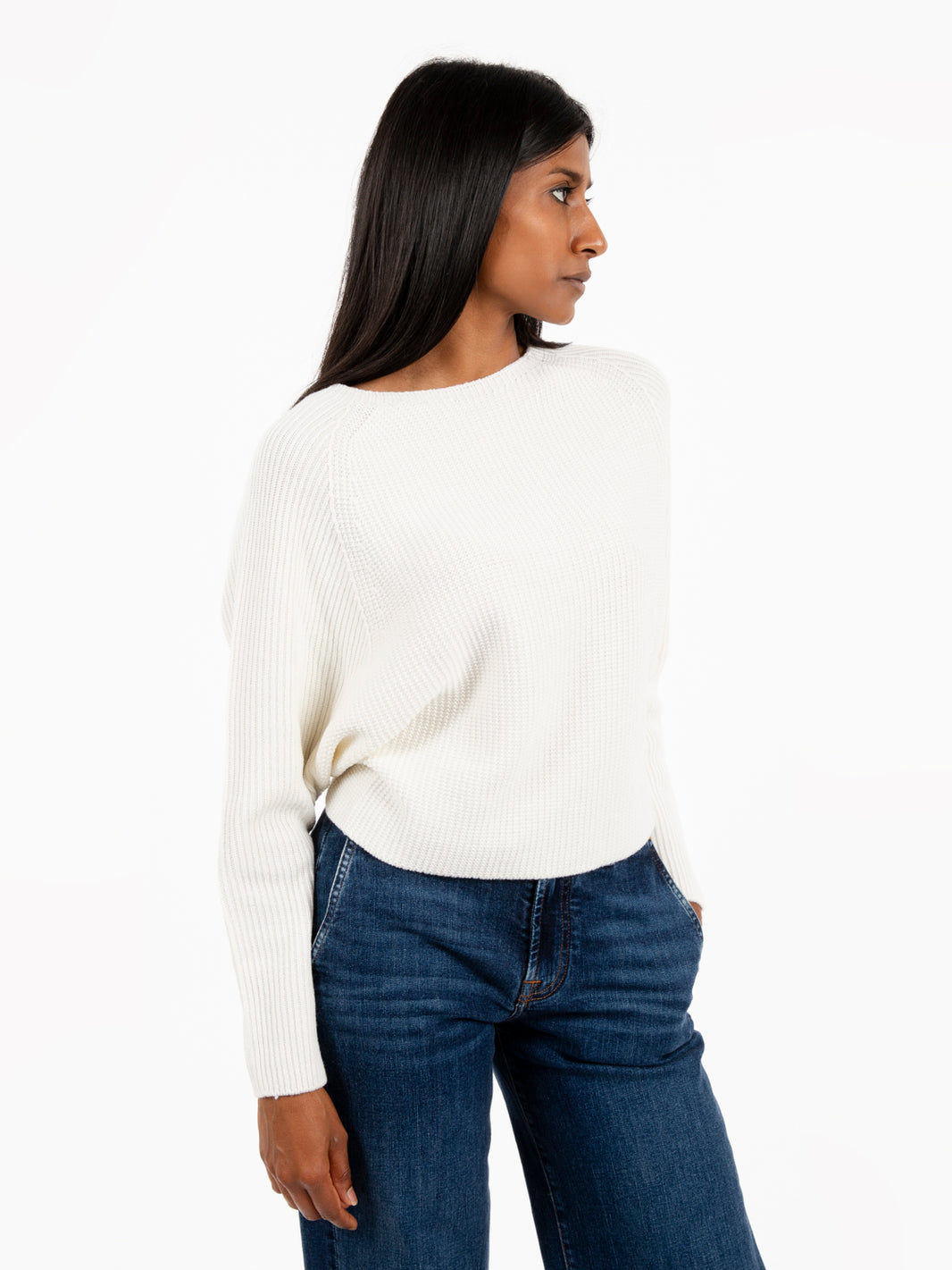 White wool crop sweater