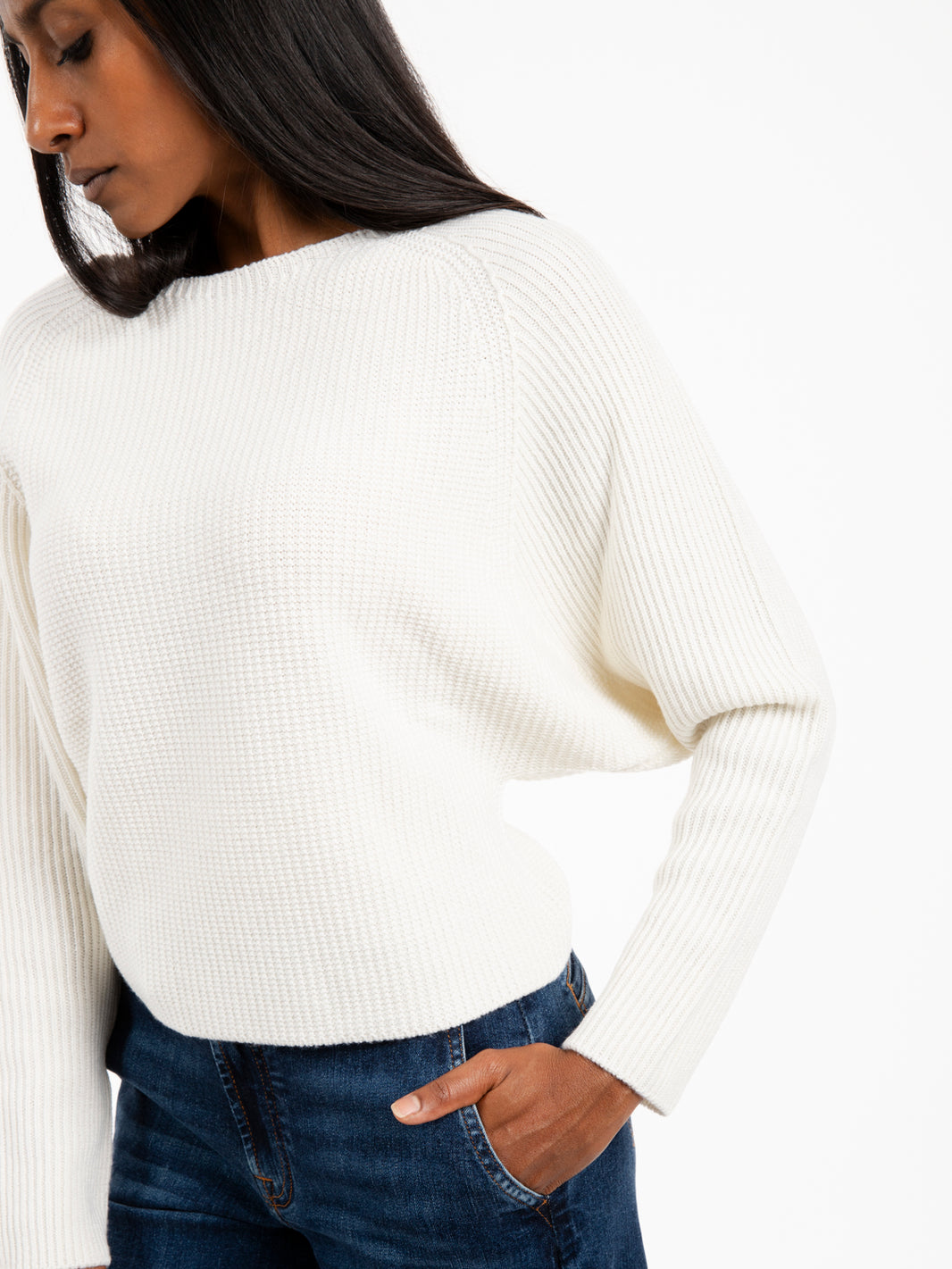 White wool crop sweater