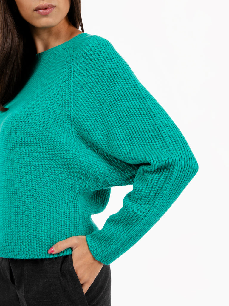 STIMM - Maglione crop in lana verde