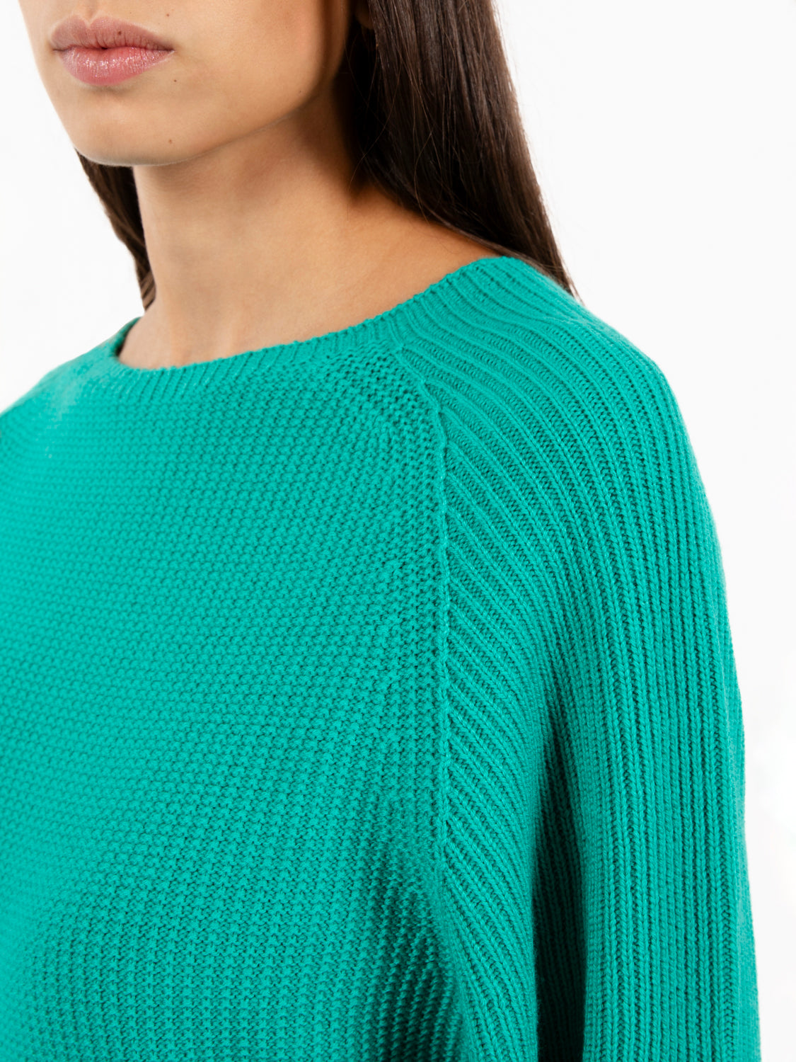 Maglione crop in lana verde