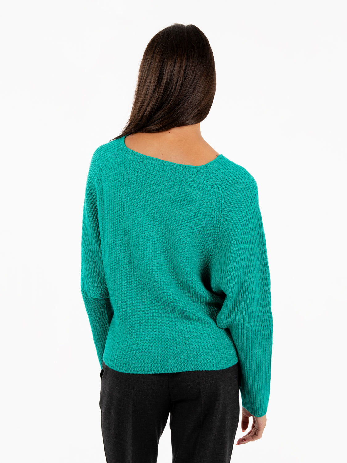 Maglione crop in lana verde