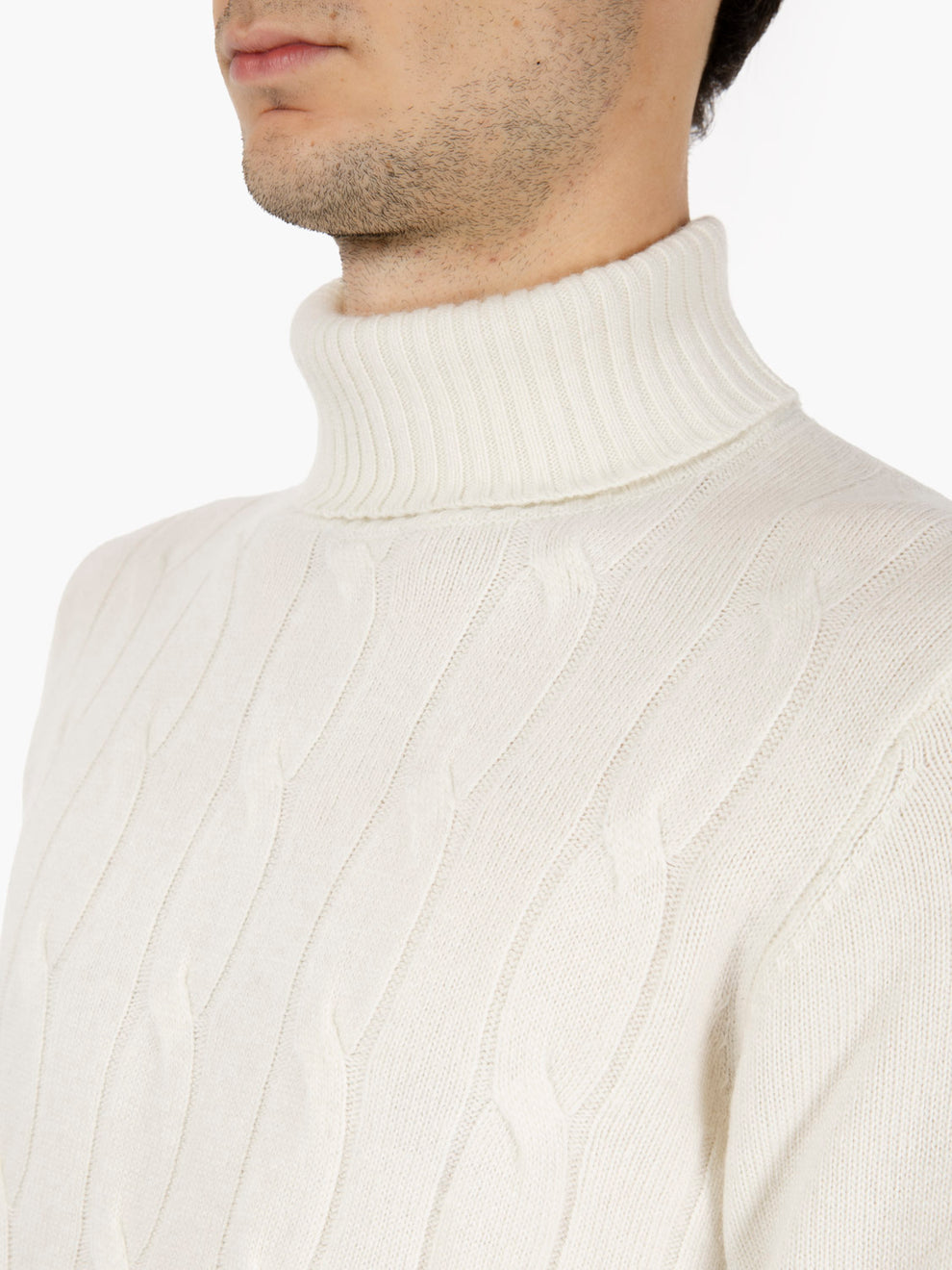 ECRU CASHMERE BLEND BRAIDED TURTLENECK 4210225_628