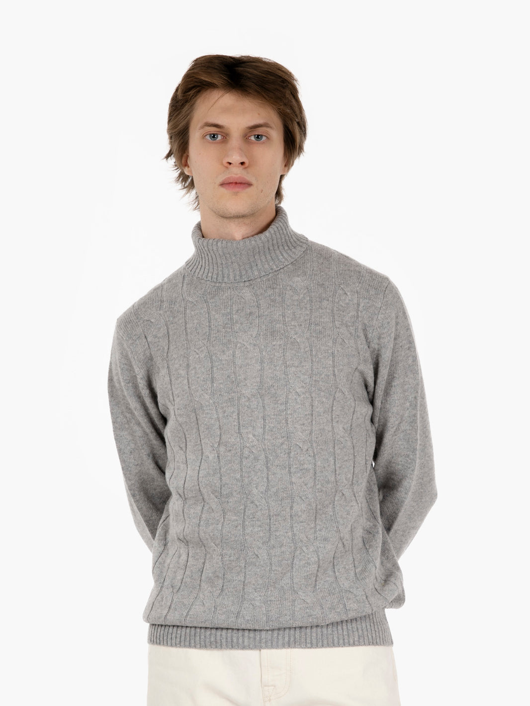 BRAIDED TURTLENECK CASHMERE AND FELT BLEND 4210225_102