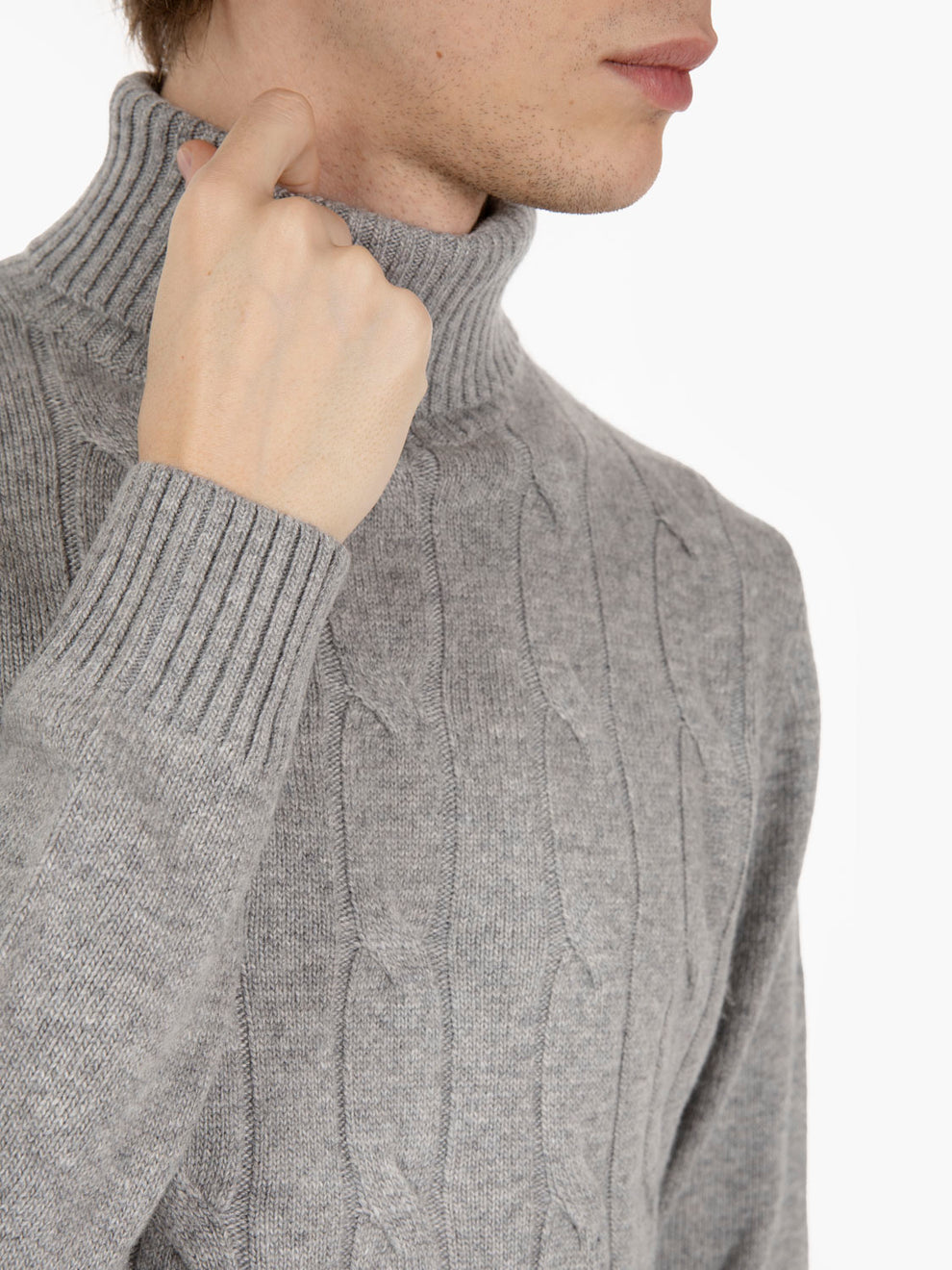 BRAIDED TURTLENECK CASHMERE AND FELT BLEND 4210225_102