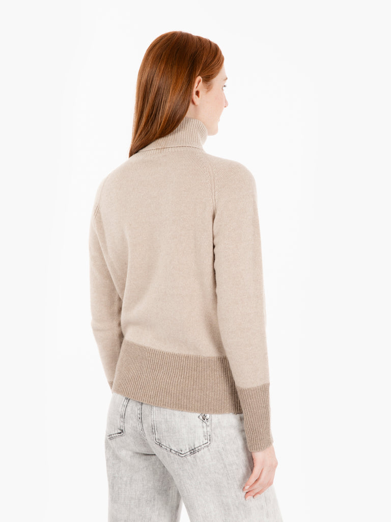 STIMM - Maglione dolcevita con filo lurex beige