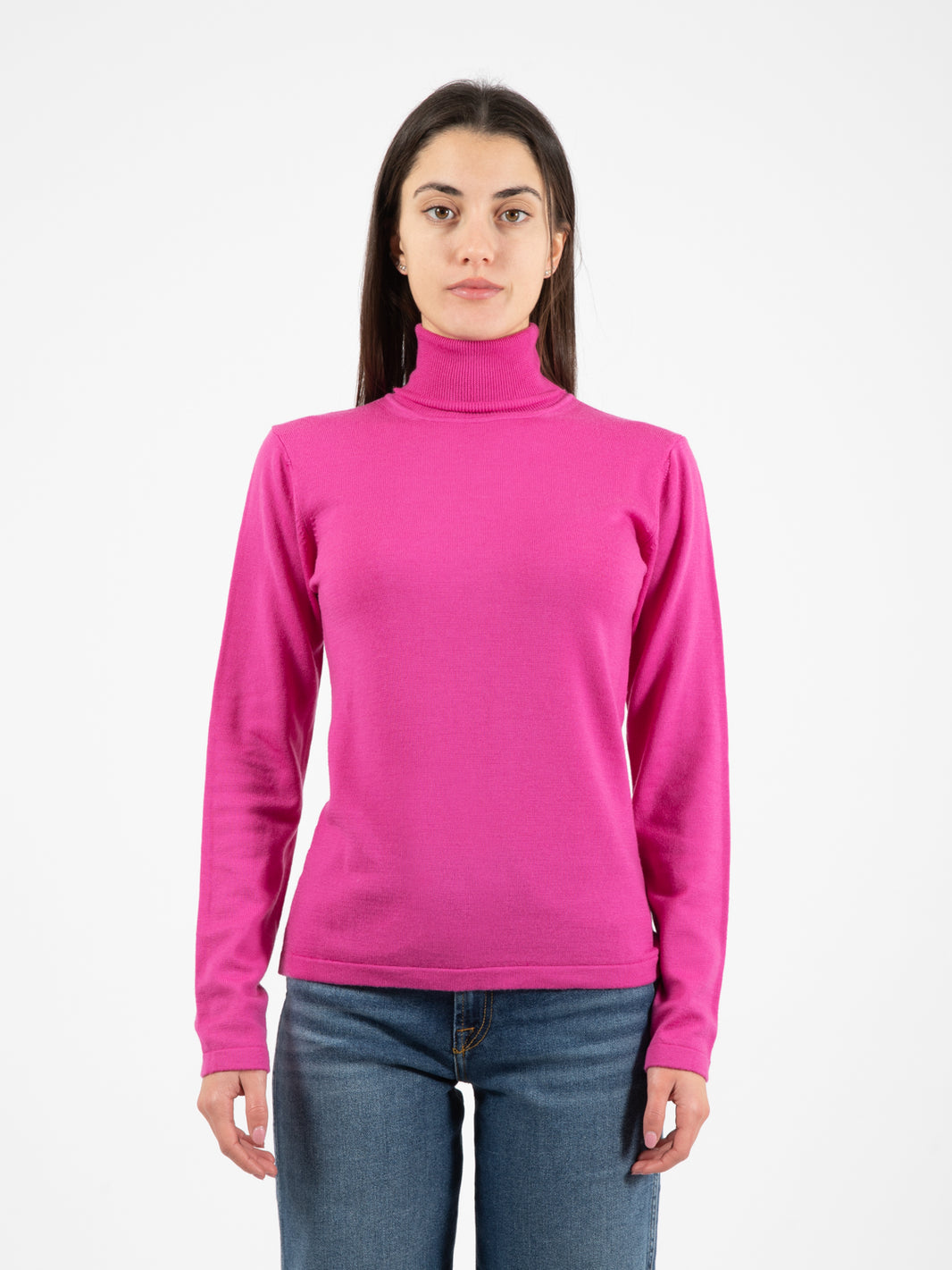 Maglione dolcevita fuxia