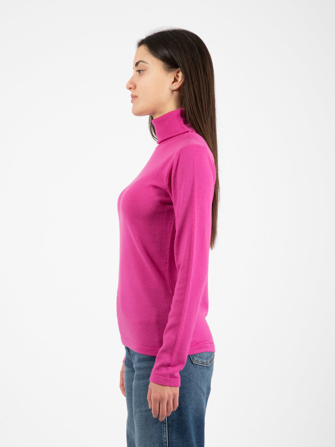Maglione dolcevita fuxia