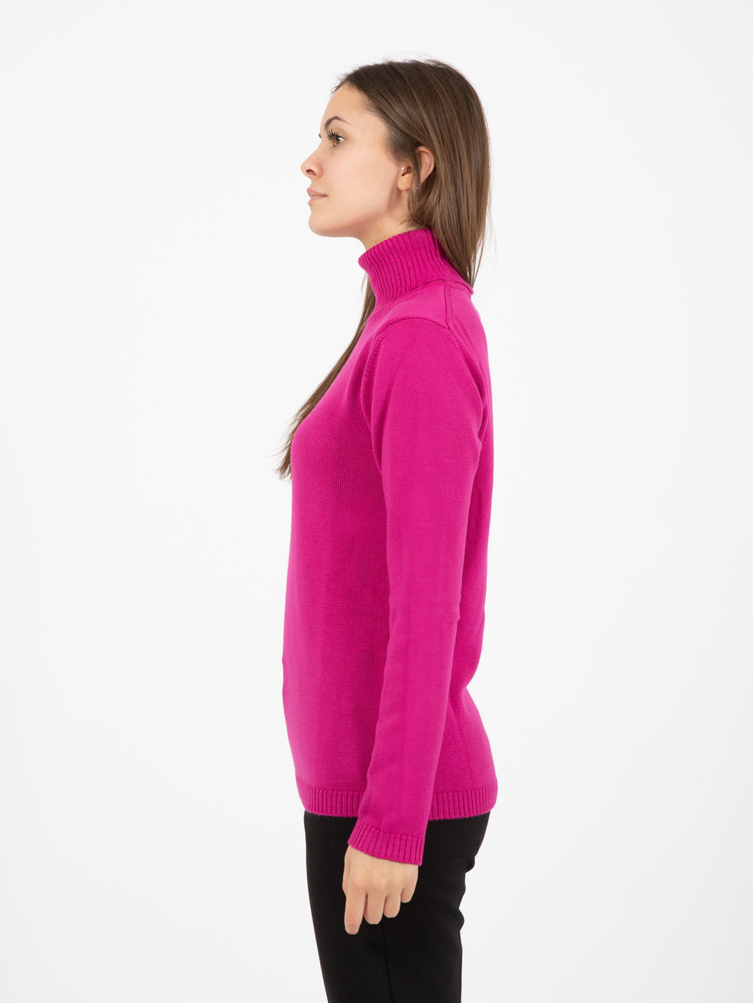Maglione dolcevita fuxia