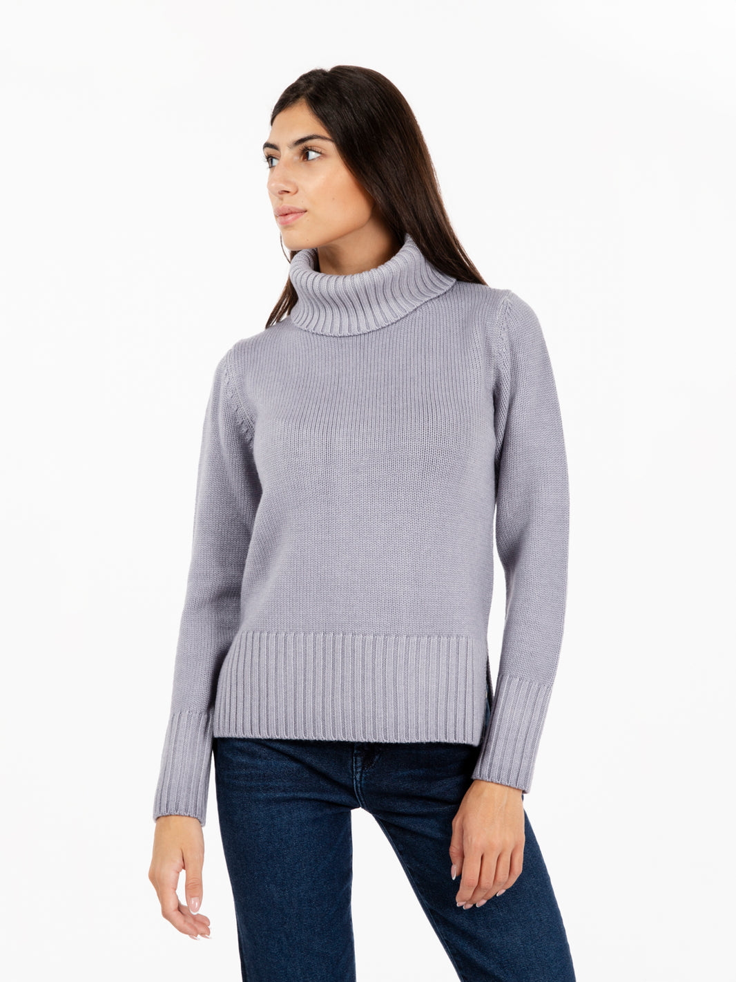 Pearl Grey Turtleneck Sweater