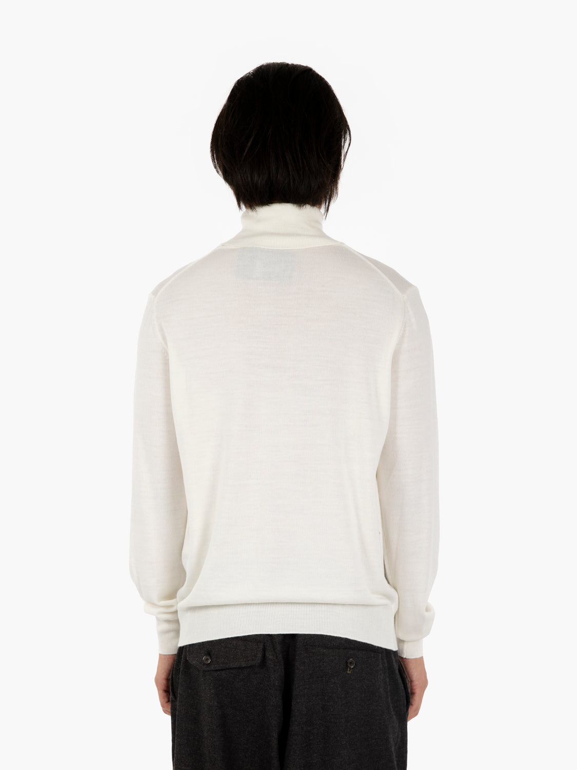 Maglione dolcevita in lana ecrù
