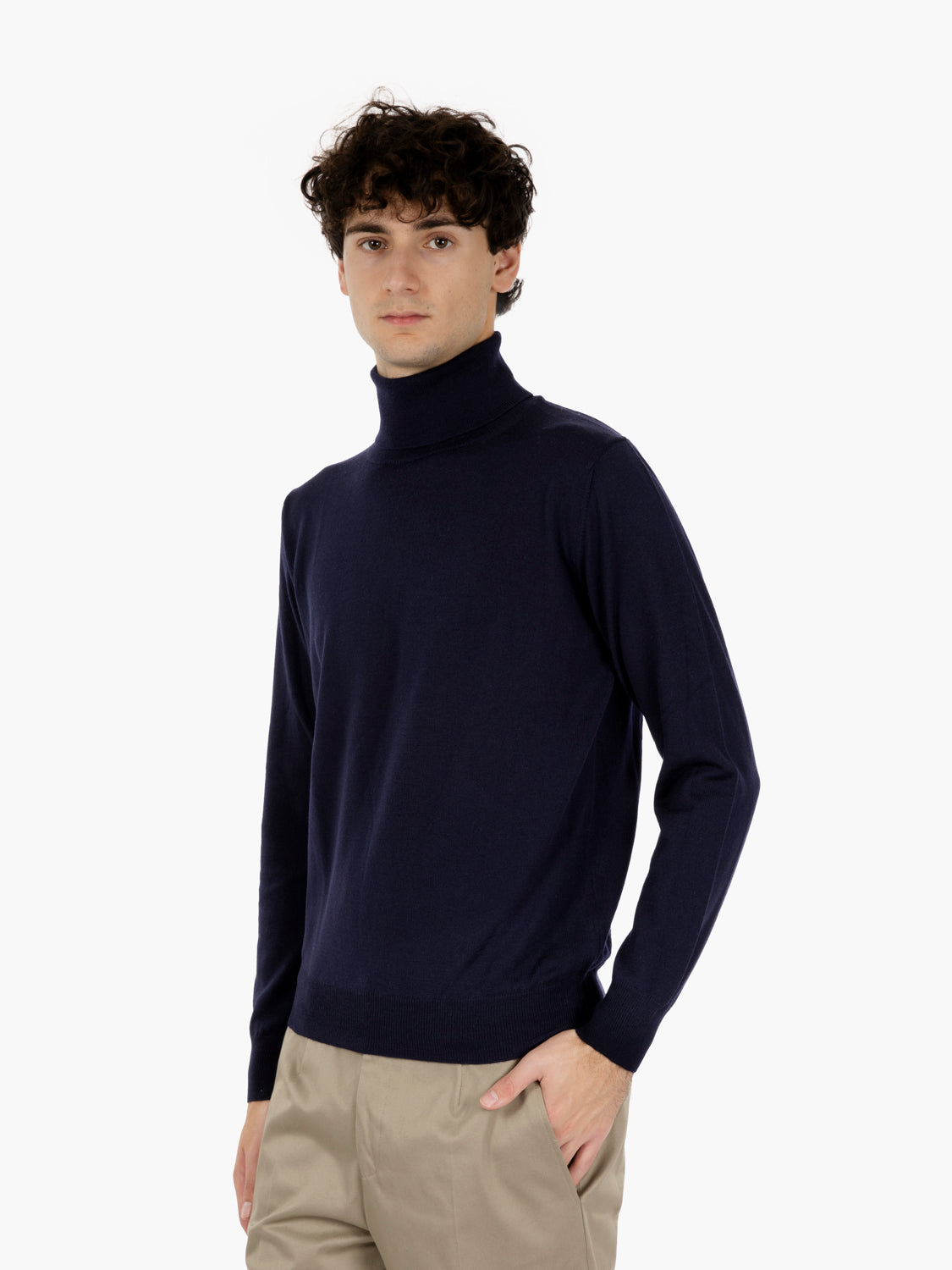 Maglione dolcevita in lana navy