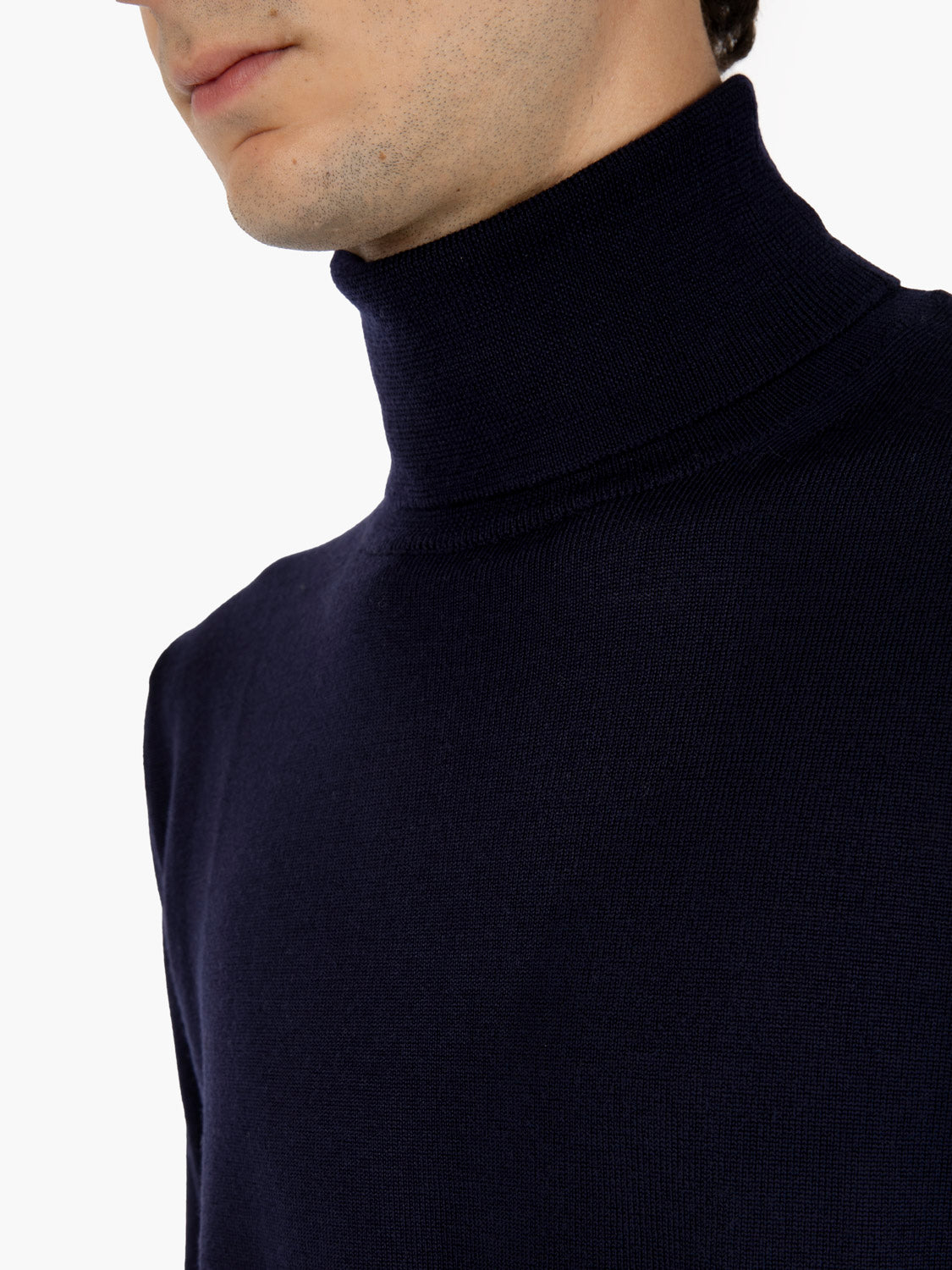 Maglione dolcevita in lana navy