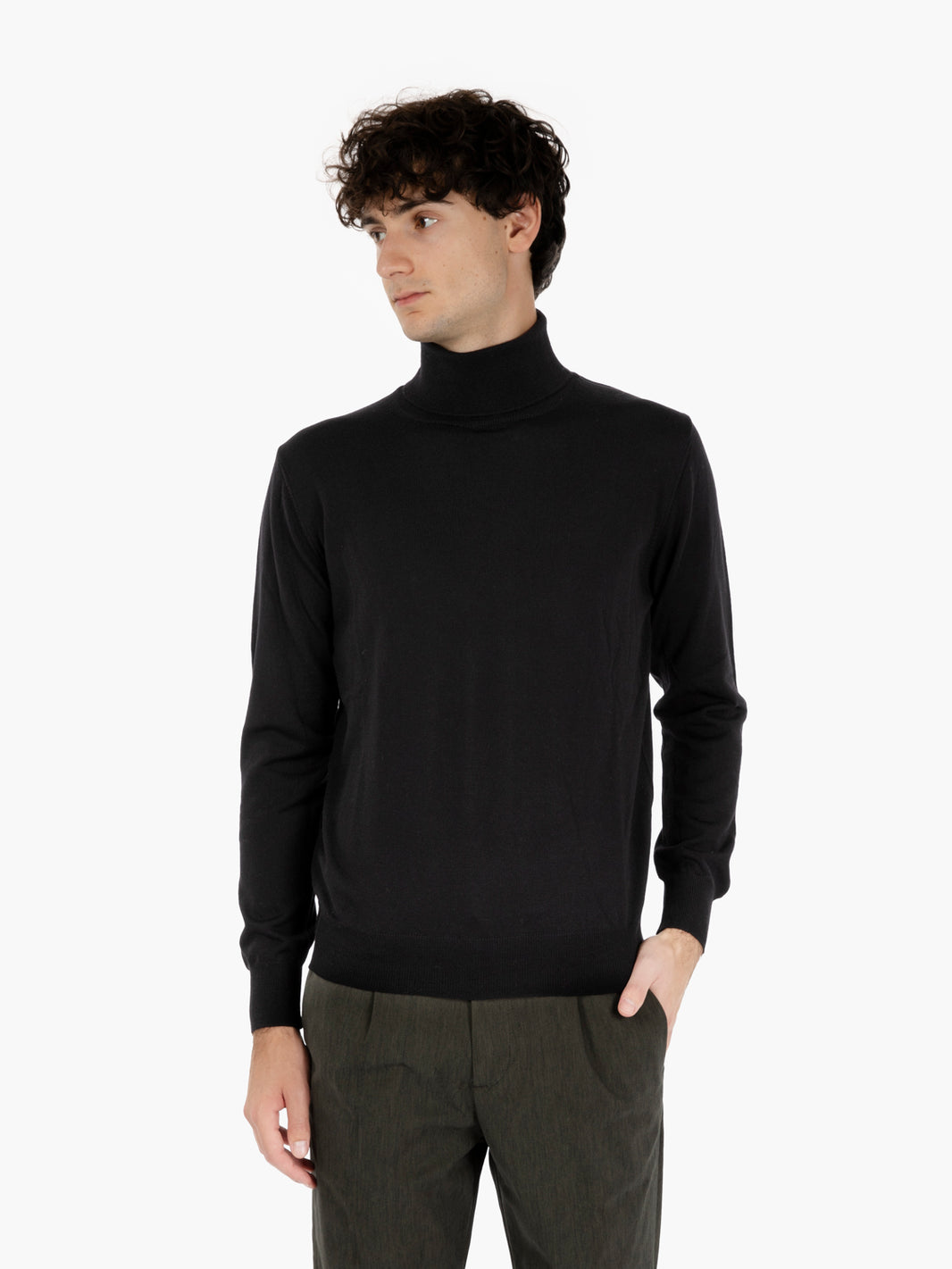 Maglione dolcevita in lana nero