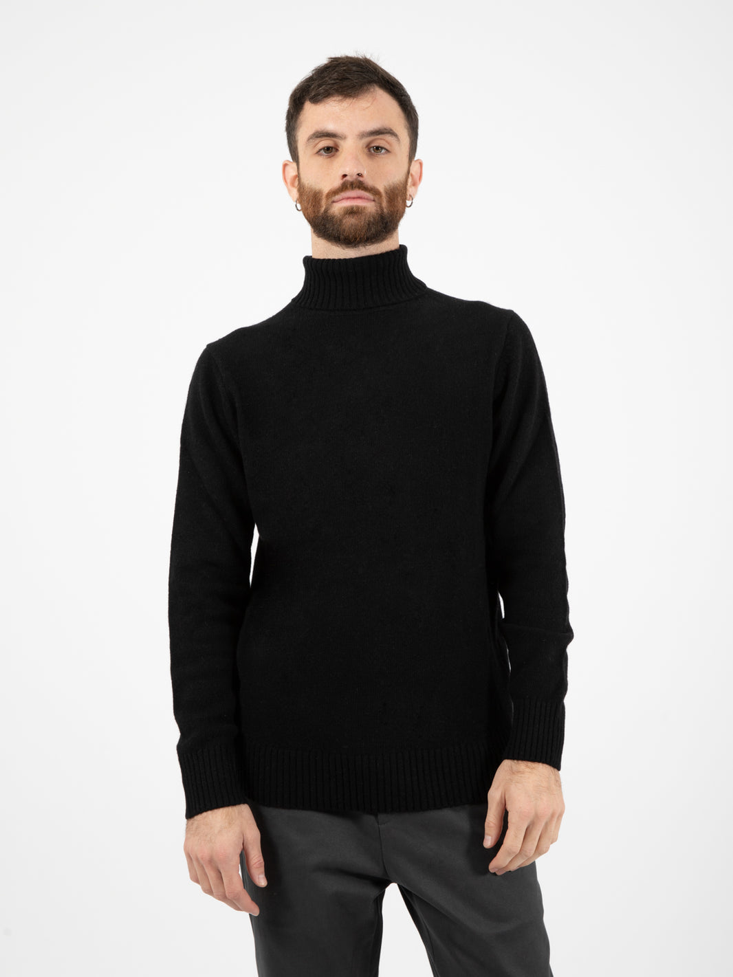 Black Lambswool Turtleneck Sweater