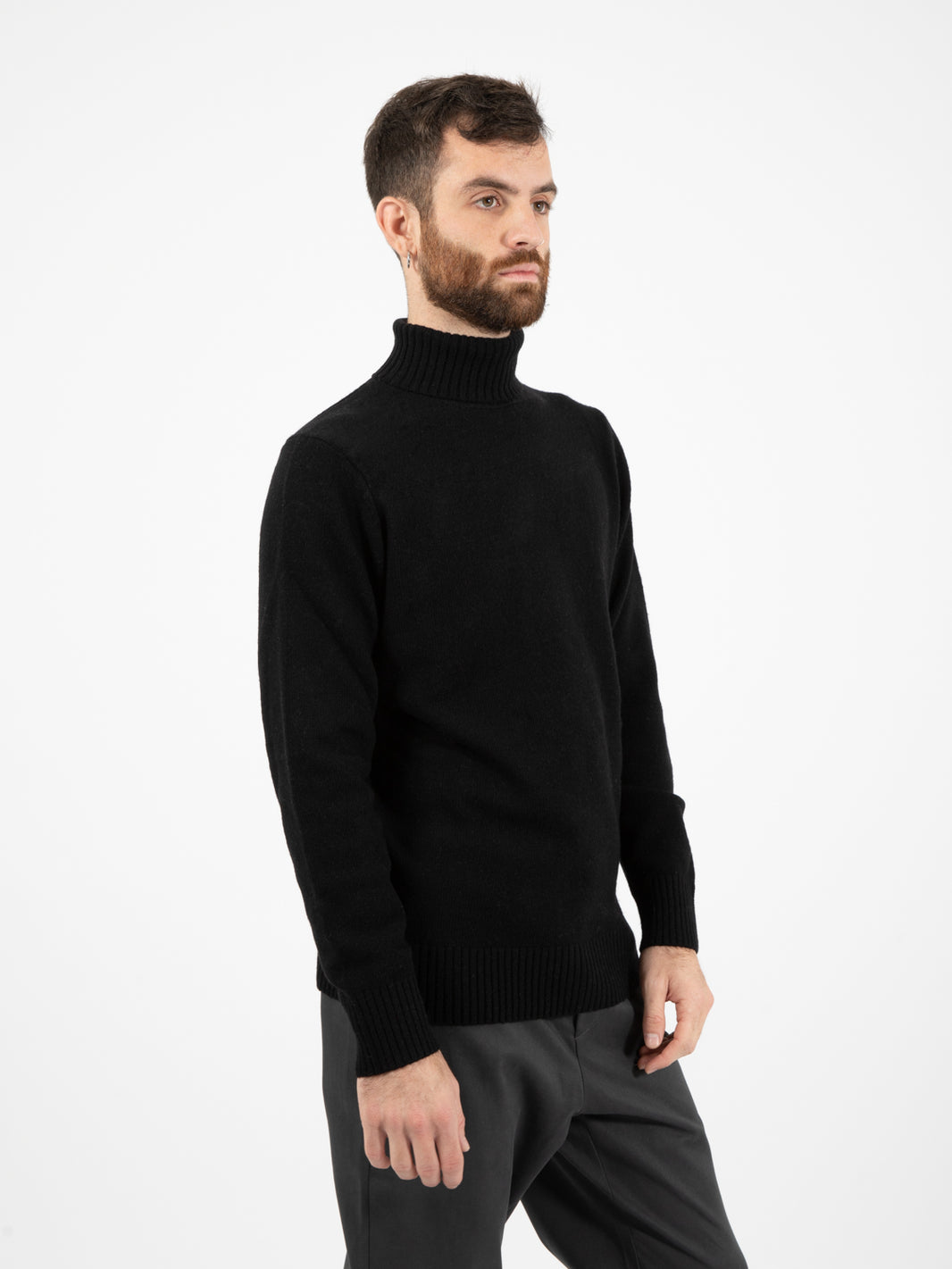Black Lambswool Turtleneck Sweater