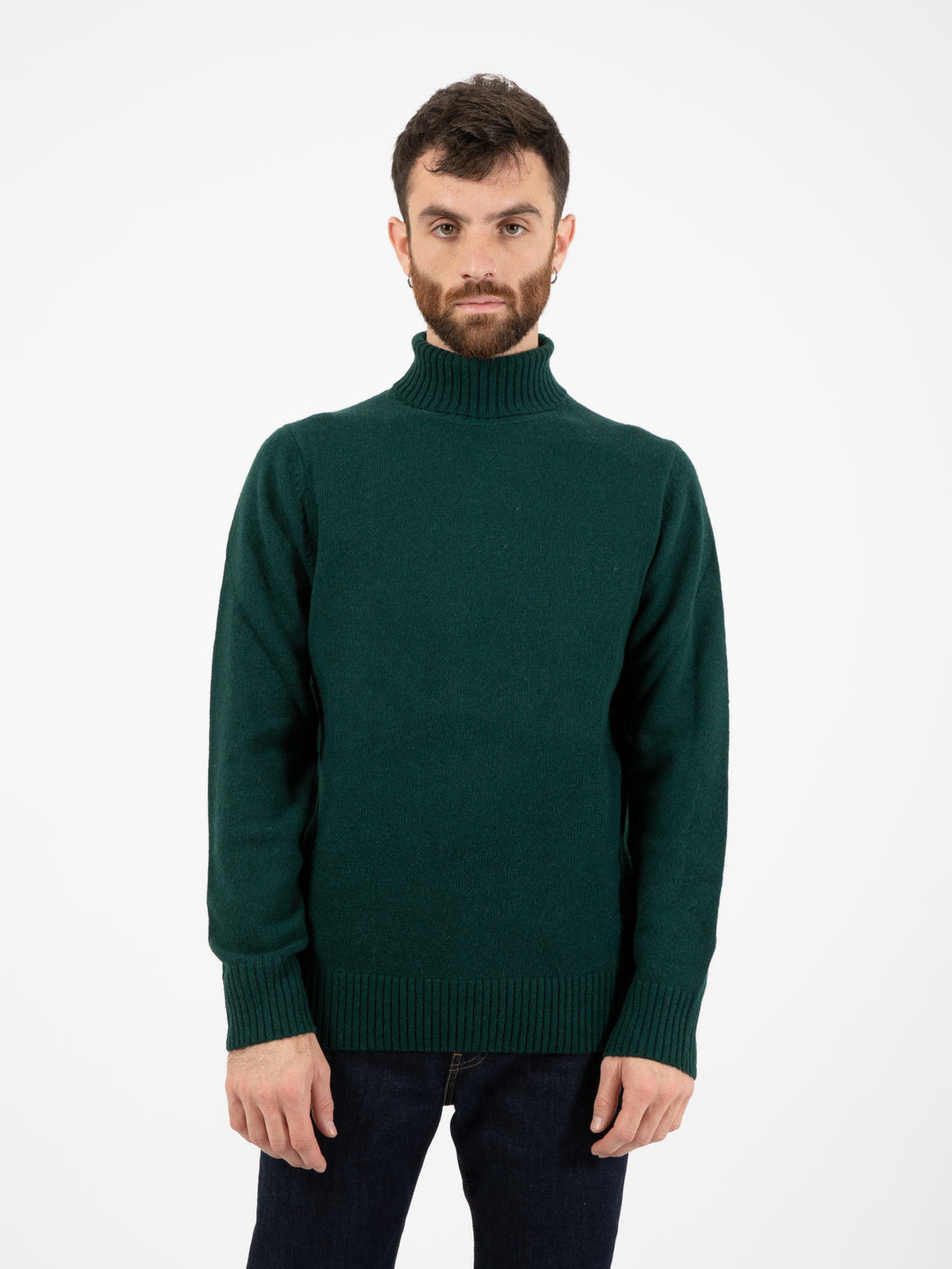 Bottle Green Lambswool Turtleneck Sweater