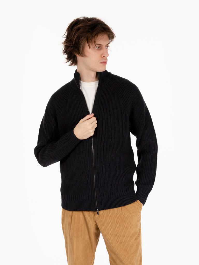 STIMM - Maglione full zip misto lana notte