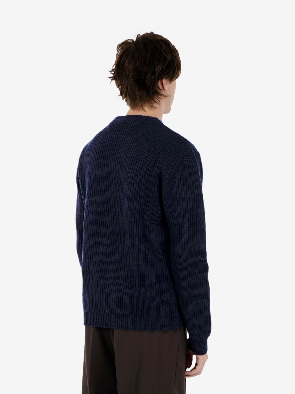 Maglione girocollo a coste blu