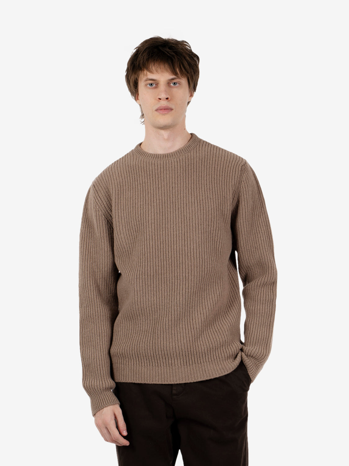 Maglione girocollo a coste corda