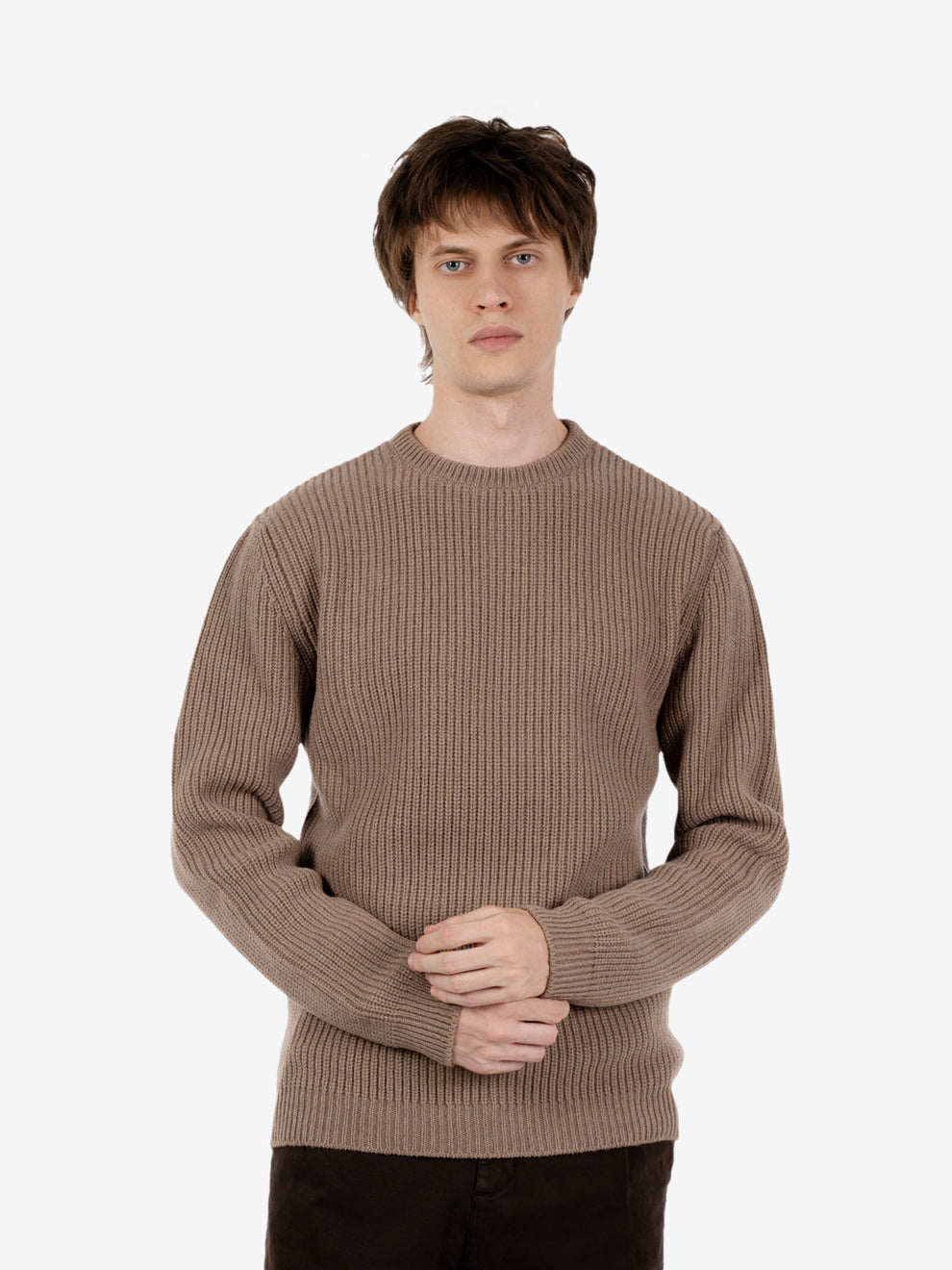 Maglione girocollo a coste corda