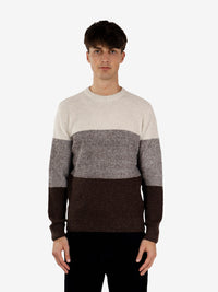 Maglione girocollo a fasce moro