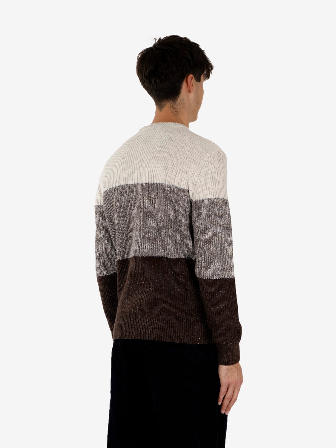 Maglione girocollo a fasce moro