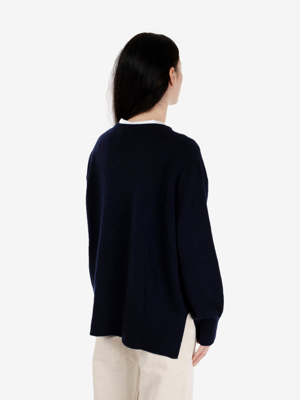 Maglione girocollo a ovetto blu