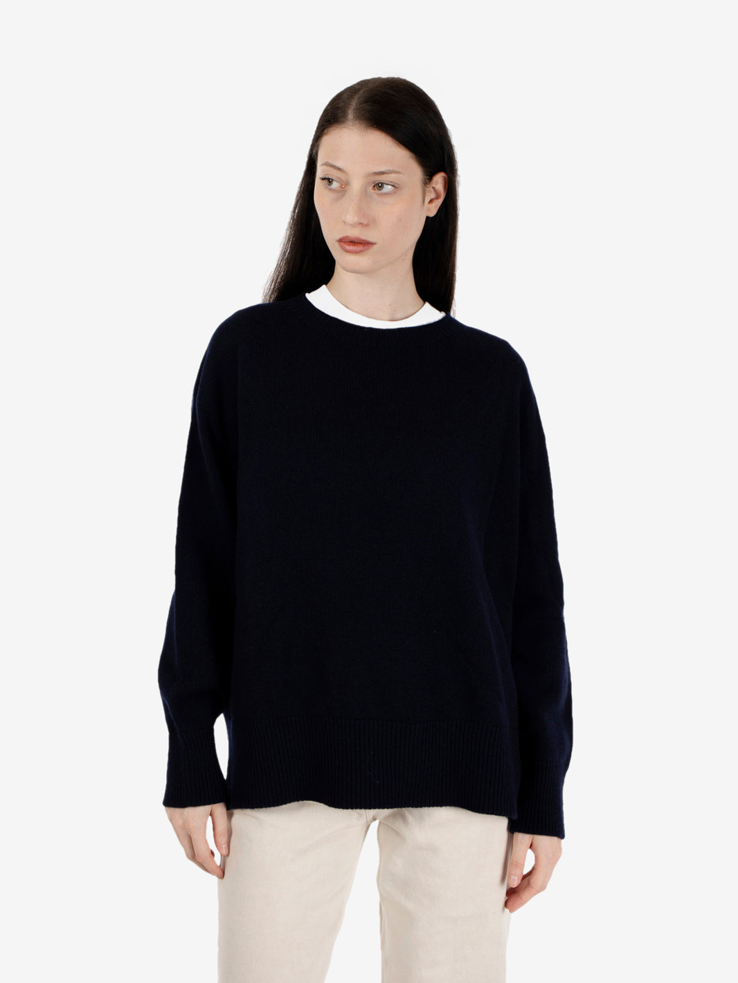 Maglione girocollo a ovetto blu