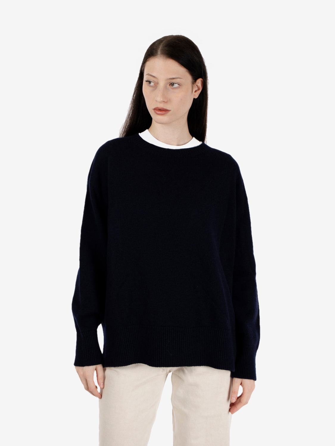 Maglione girocollo a ovetto blu